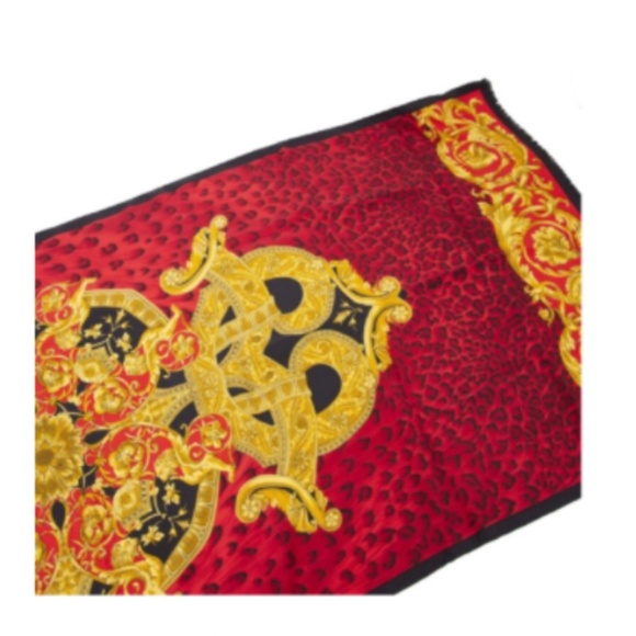 Atelier Versace Silk Scarf Baroque Gold, Red, Black, 68” – Made in Italy - Picture 3 of 13
